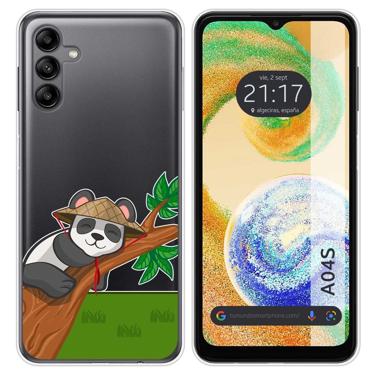 Funda Silicona Transparente para Samsung Galaxy A04s diseño Panda Dibujos
