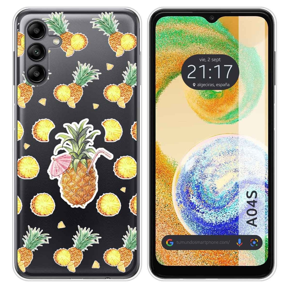 Funda Silicona Transparente para Samsung Galaxy A04s diseño Piña Dibujos