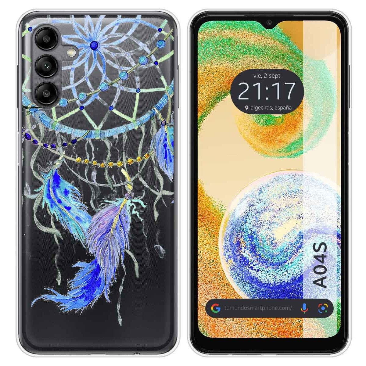 Funda Silicona Transparente para Samsung Galaxy A04s diseño Plumas Dibujos