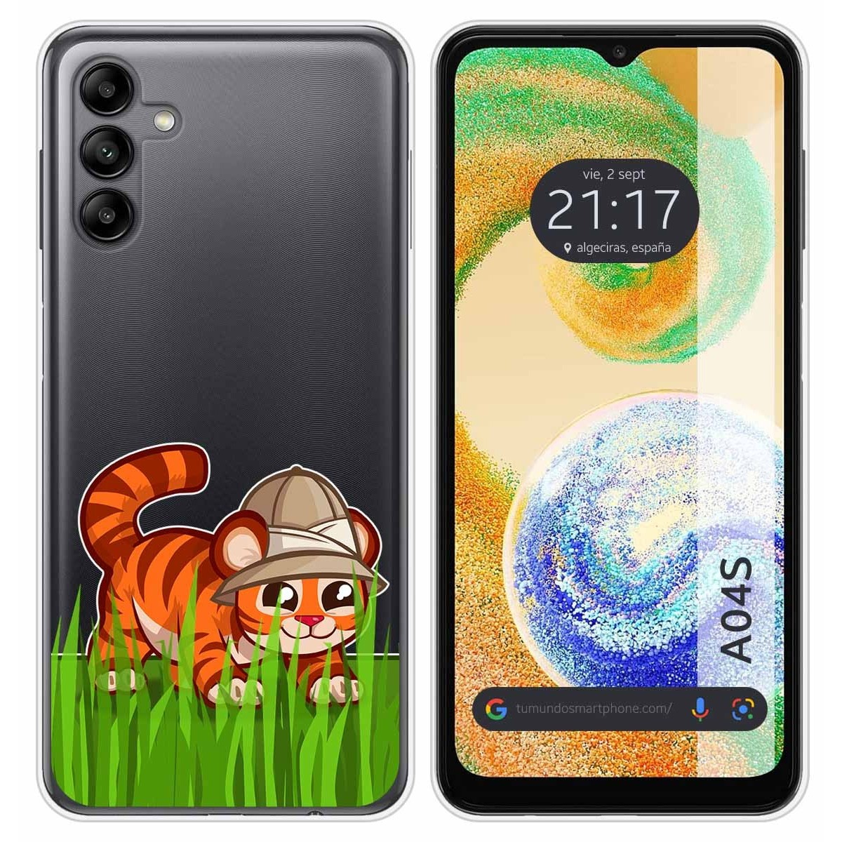 Funda Silicona Transparente para Samsung Galaxy A04s diseño Tigre Dibujos