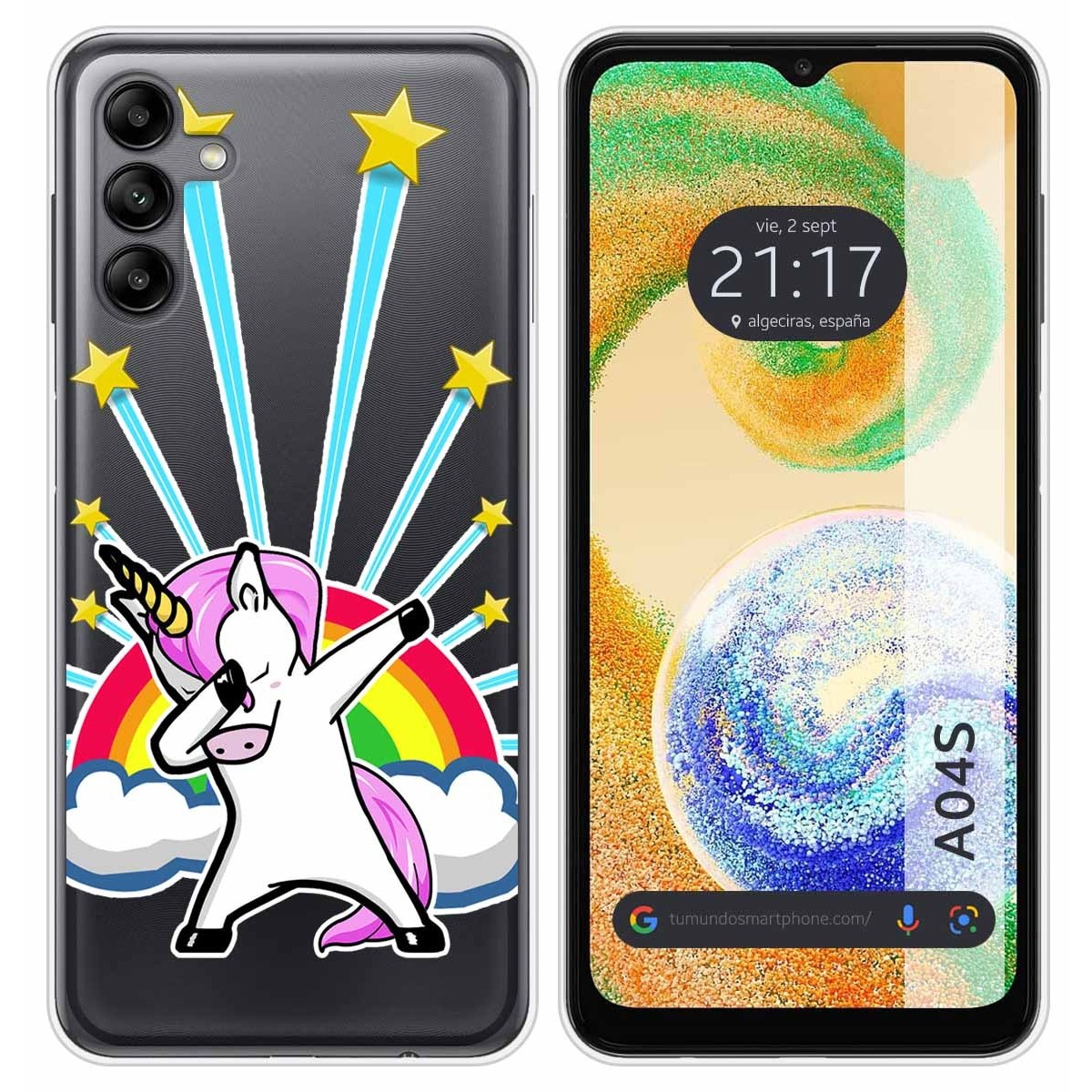 Funda Silicona Transparente para Samsung Galaxy A04s diseño Unicornio Dibujos