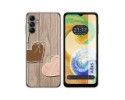 Funda Silicona para Samsung Galaxy A04s diseño Corazones Madera Dibujos