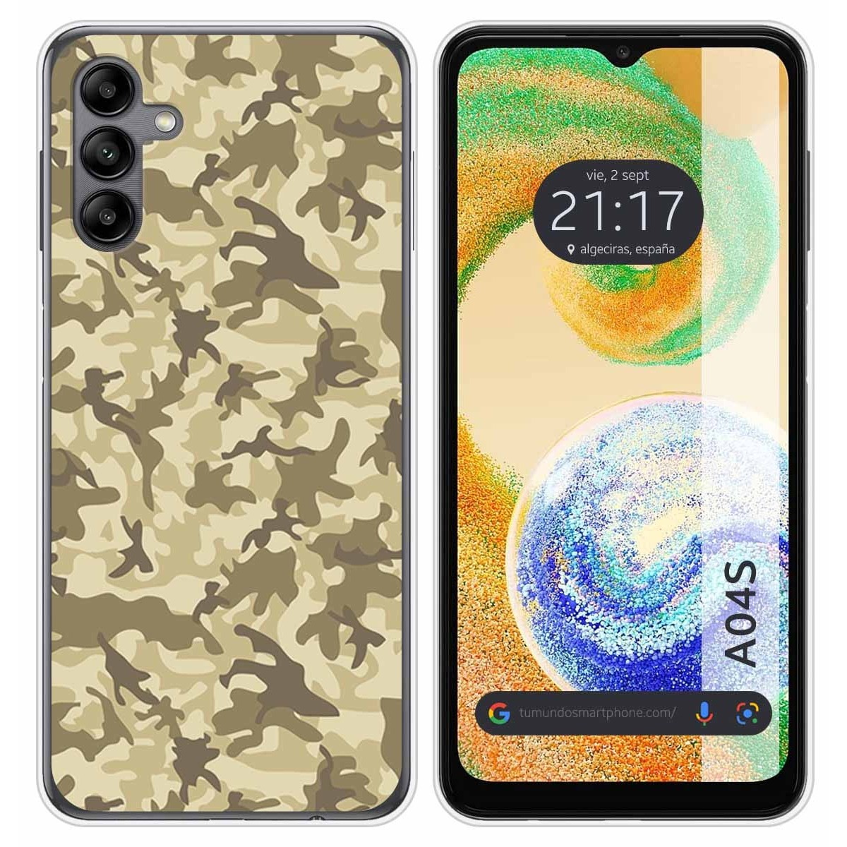 Funda Silicona para Samsung Galaxy A04s diseño Sand Camuflaje Dibujos