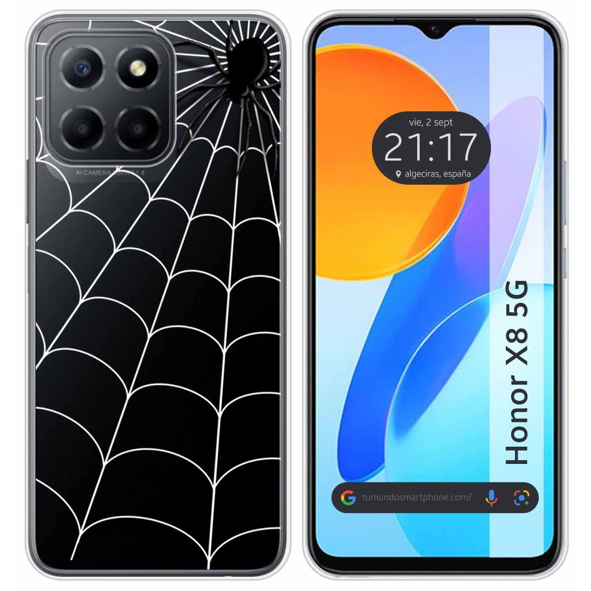 Funda Silicona Transparente para Huawei Honor X8 5G diseño Araña Dibujos