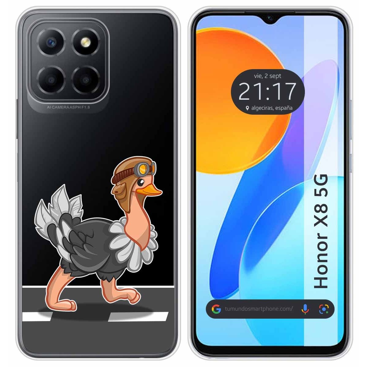 Funda Silicona Transparente para Huawei Honor X8 5G diseño Avestruz Dibujos