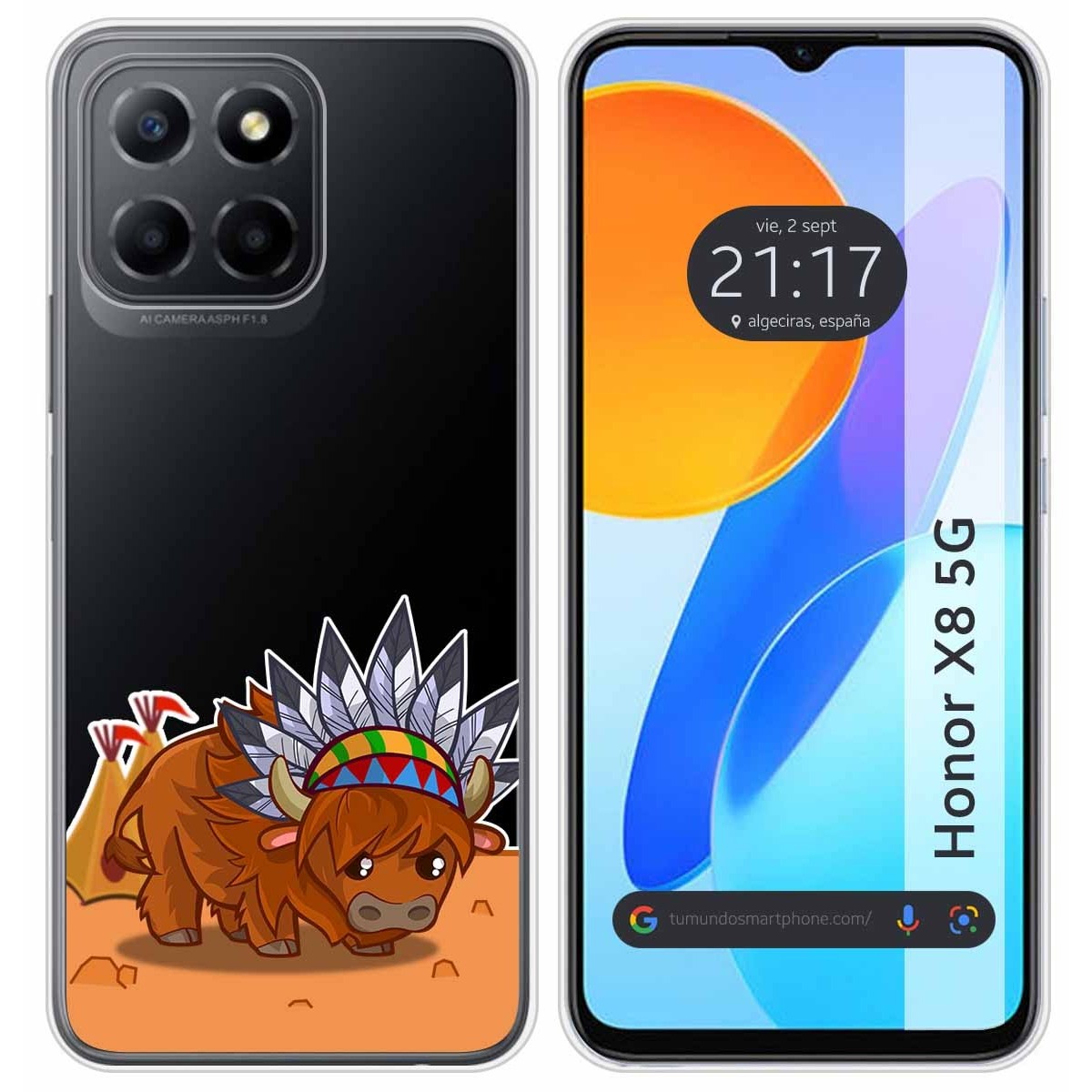Funda Silicona Transparente para Huawei Honor X8 5G diseño Bufalo Dibujos