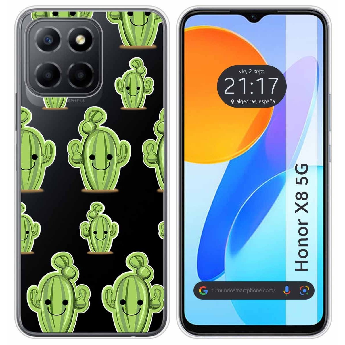 Funda Silicona Transparente para Huawei Honor X8 5G diseño Cactus Dibujos