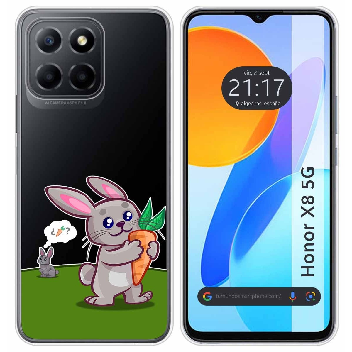Funda Silicona Transparente para Huawei Honor X8 5G diseño Conejo Dibujos