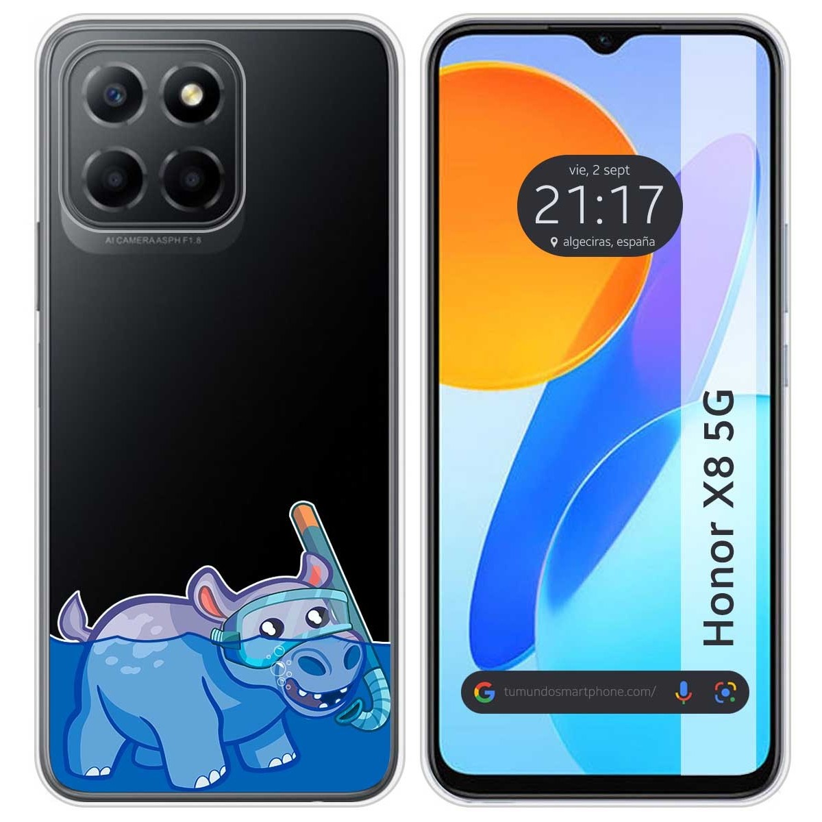 Funda Silicona Transparente para Huawei Honor X8 5G diseño Hipo Dibujos