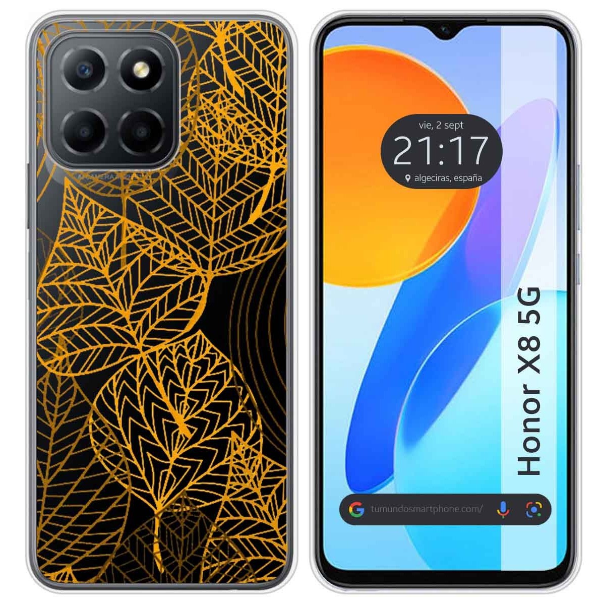 Funda Silicona Transparente para Huawei Honor X8 5G diseño Hojas Dibujos