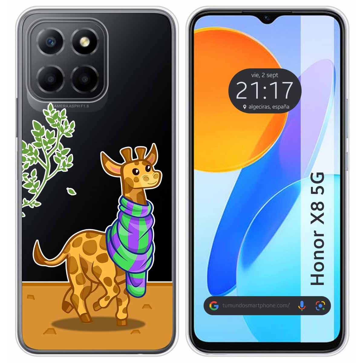 Funda Silicona Transparente para Huawei Honor X8 5G diseño Jirafa Dibujos