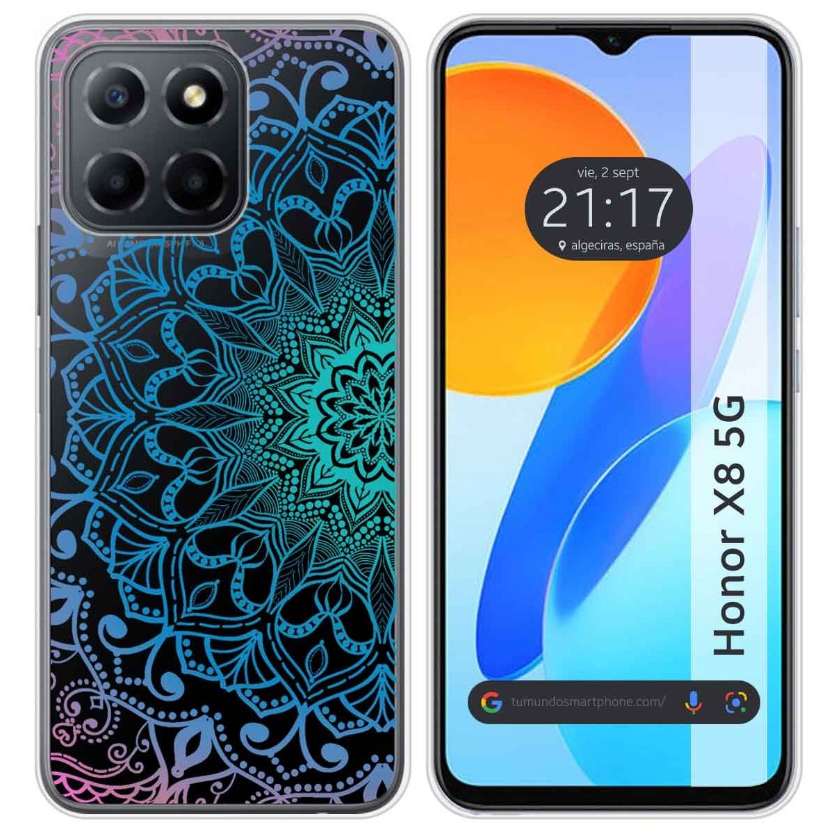 Funda Silicona Transparente para Huawei Honor X8 5G diseño Mandala Dibujos
