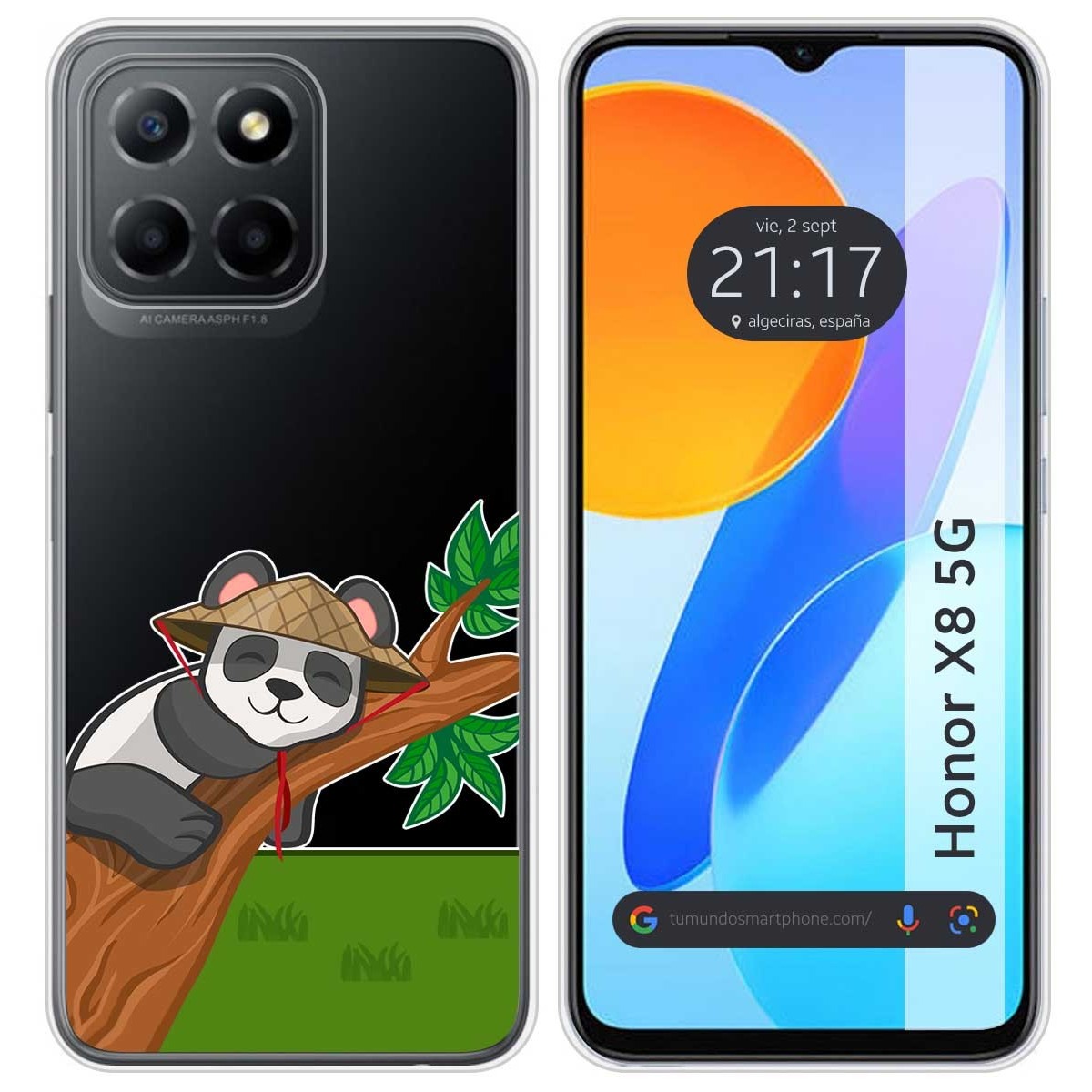 Funda Silicona Transparente para Huawei Honor X8 5G diseño Panda Dibujos