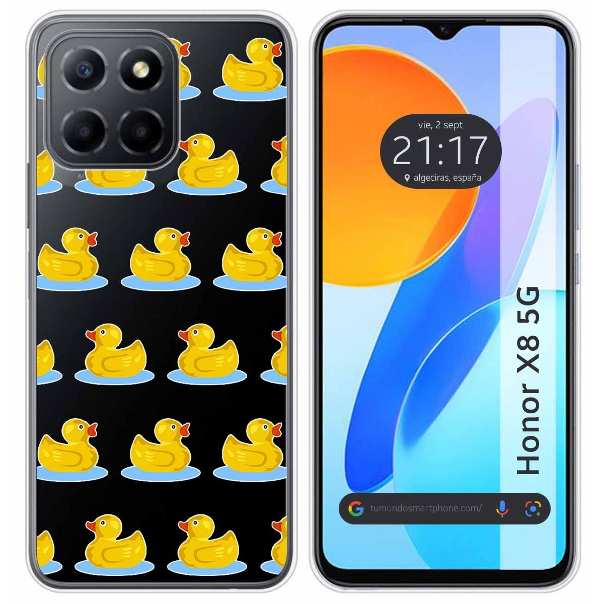 Funda Silicona Transparente para Huawei Honor X8 5G diseño Pato Dibujos