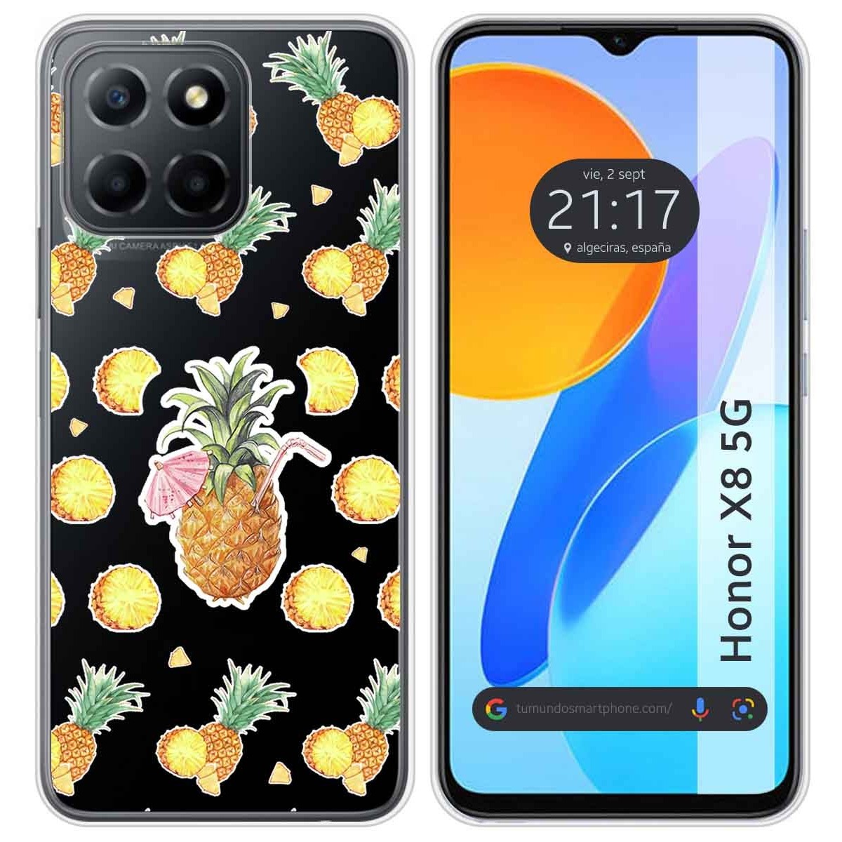 Funda Silicona Transparente para Huawei Honor X8 5G diseño Piña Dibujos