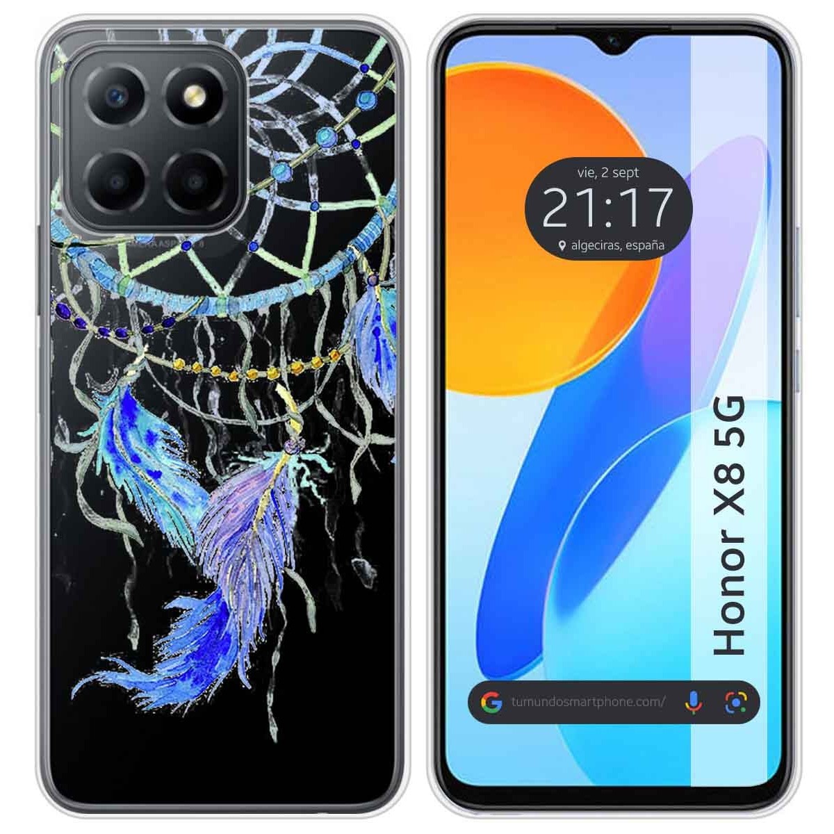 Funda Silicona Transparente para Huawei Honor X8 5G diseño Plumas Dibujos