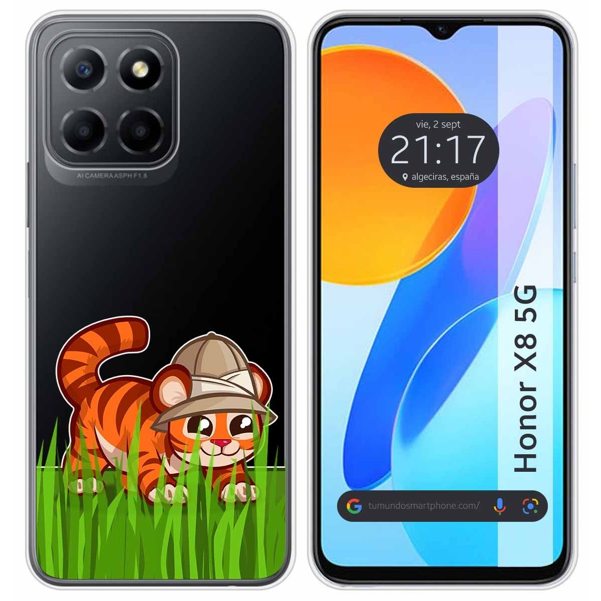 Funda Silicona Transparente para Huawei Honor X8 5G diseño Tigre Dibujos