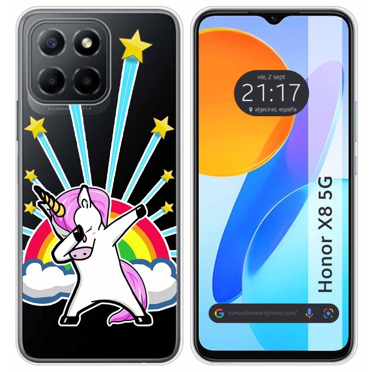 Funda Silicona Transparente para Huawei Honor X8 5G diseño Unicornio Dibujos