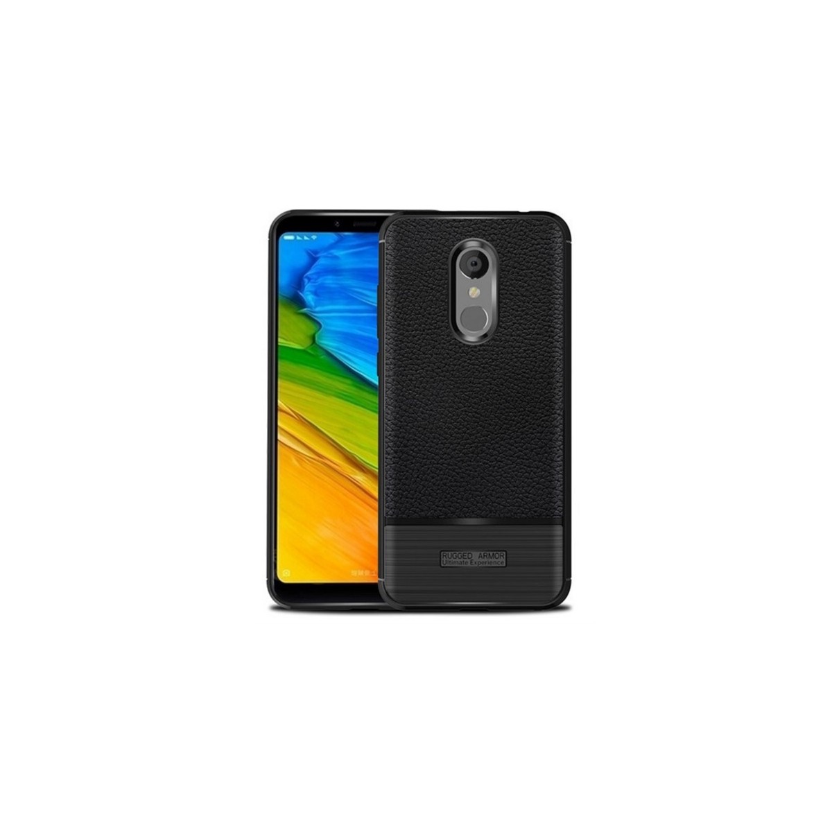 Funda Tipo Piel Rugged Armor Negra para Xiaomi Redmi 5 Plus