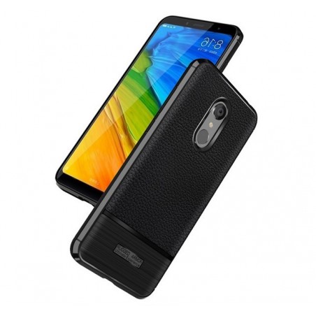 Funda Tipo Piel Rugged Armor Negra para Xiaomi Redmi 5 Plus