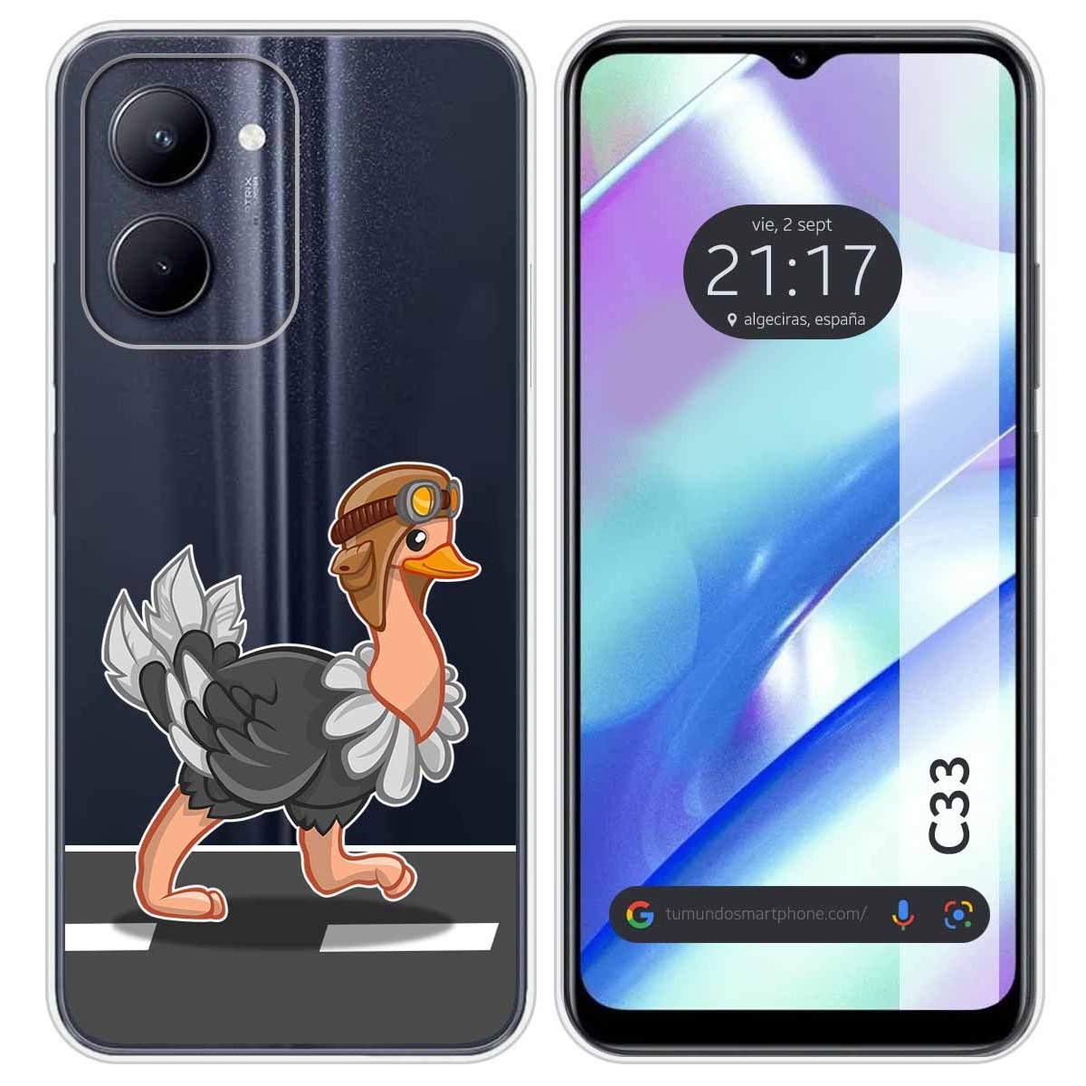 Funda Silicona Transparente para Realme C33 diseño Avestruz Dibujos