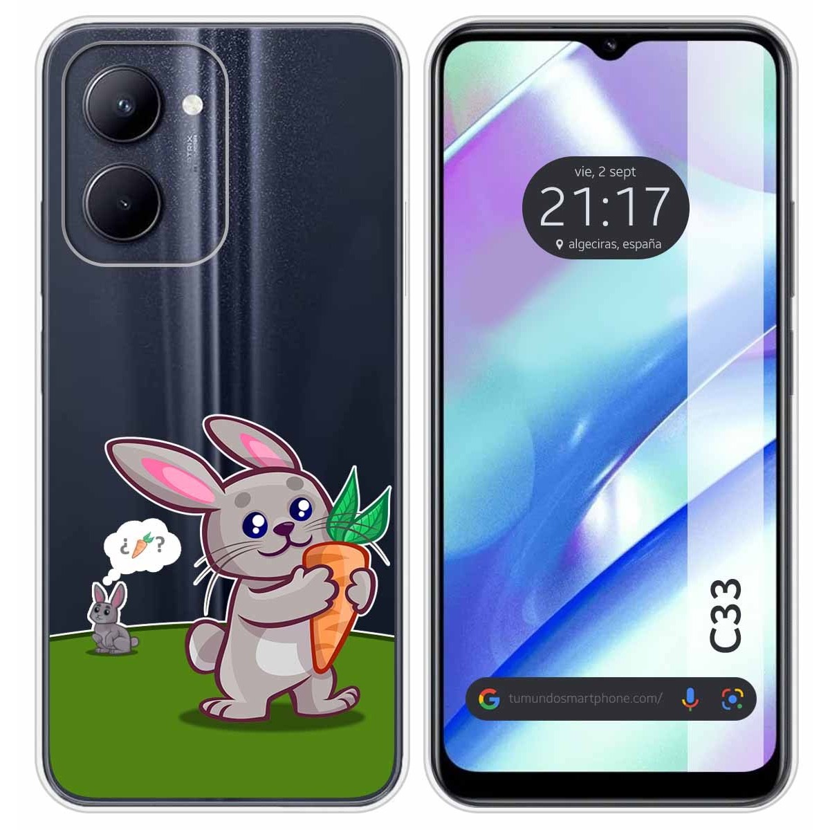 Funda Silicona Transparente para Realme C33 diseño Conejo Dibujos