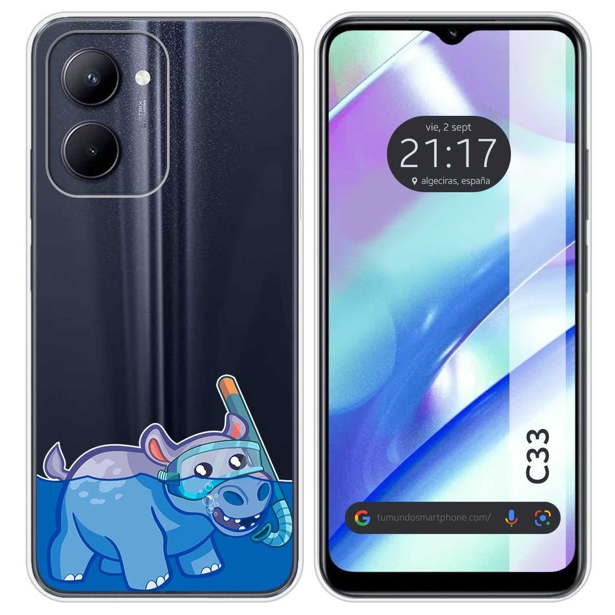 Funda Silicona Transparente para Realme C33 diseño Hipo Dibujos
