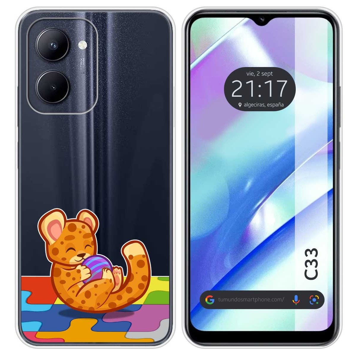 Funda Silicona Transparente para Realme C33 diseño Leopardo Dibujos