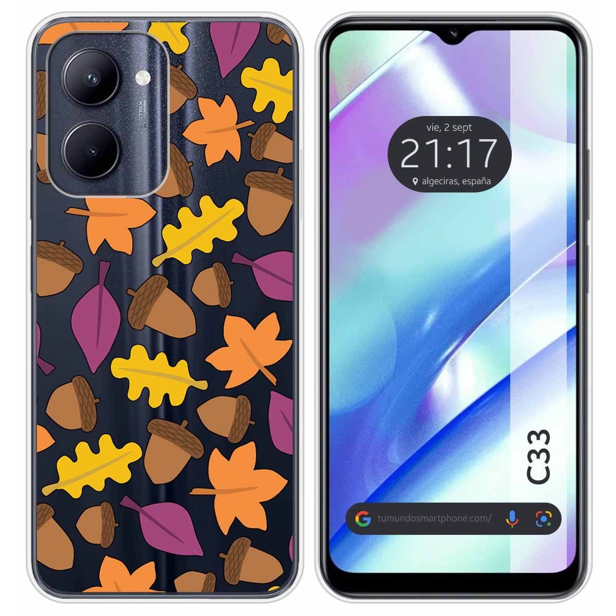 Funda Silicona Transparente para Realme C33 diseño Otoño Dibujos