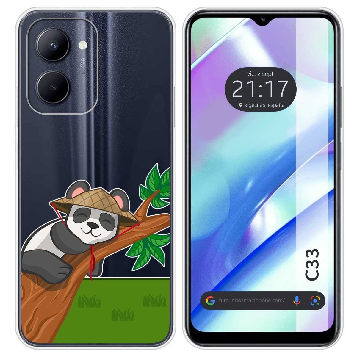 Funda Silicona Transparente para Realme C33 diseño Panda Dibujos
