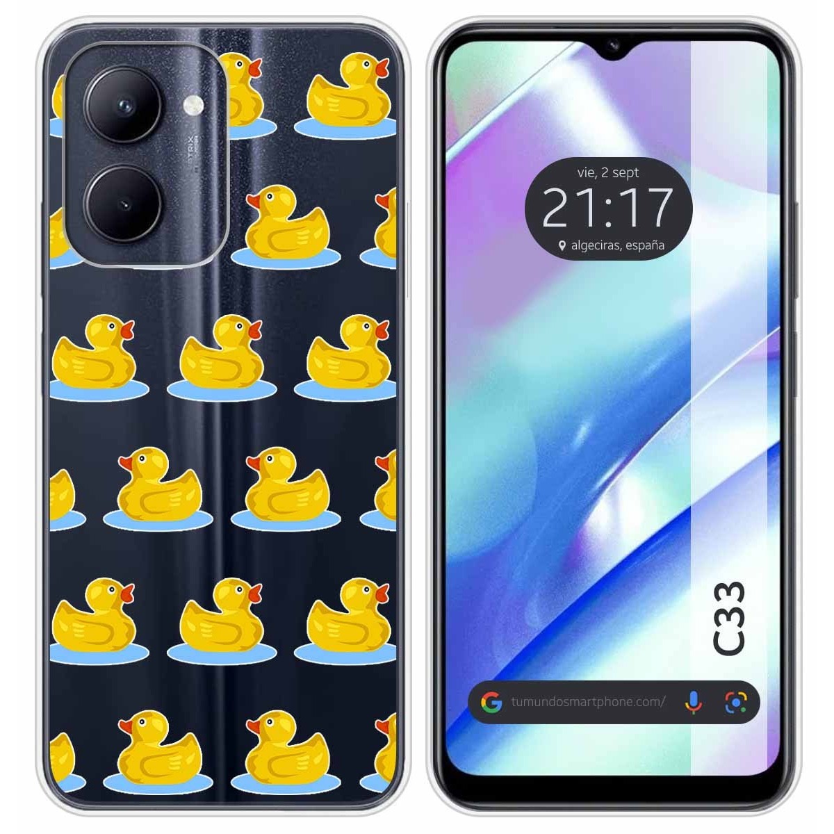 Funda Silicona Transparente para Realme C33 diseño Pato Dibujos