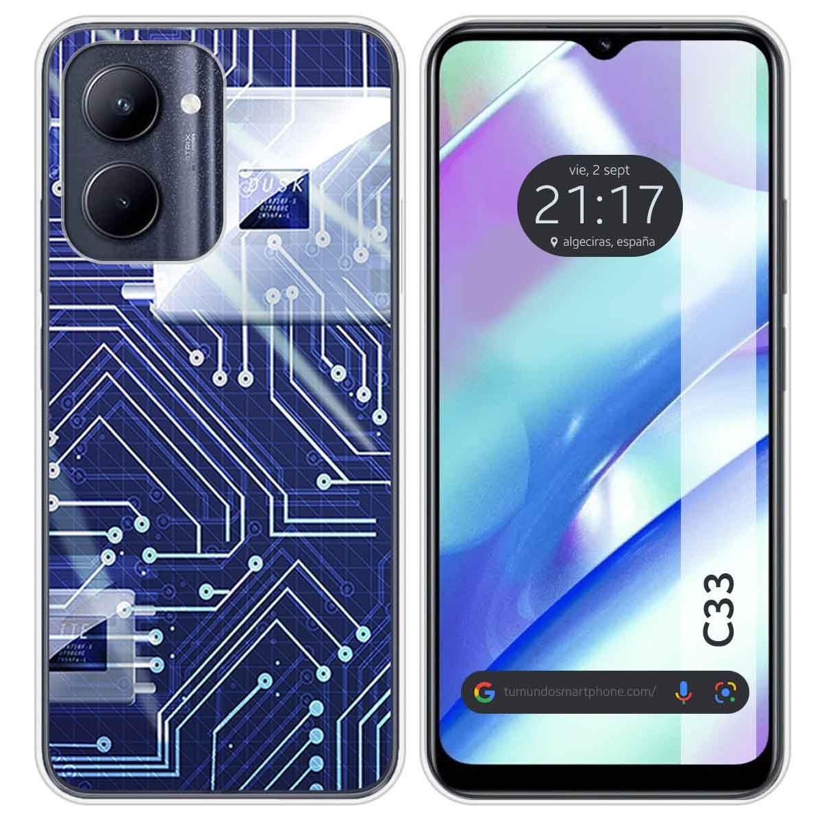 Funda Silicona para Realme C33 diseño Circuito Dibujos