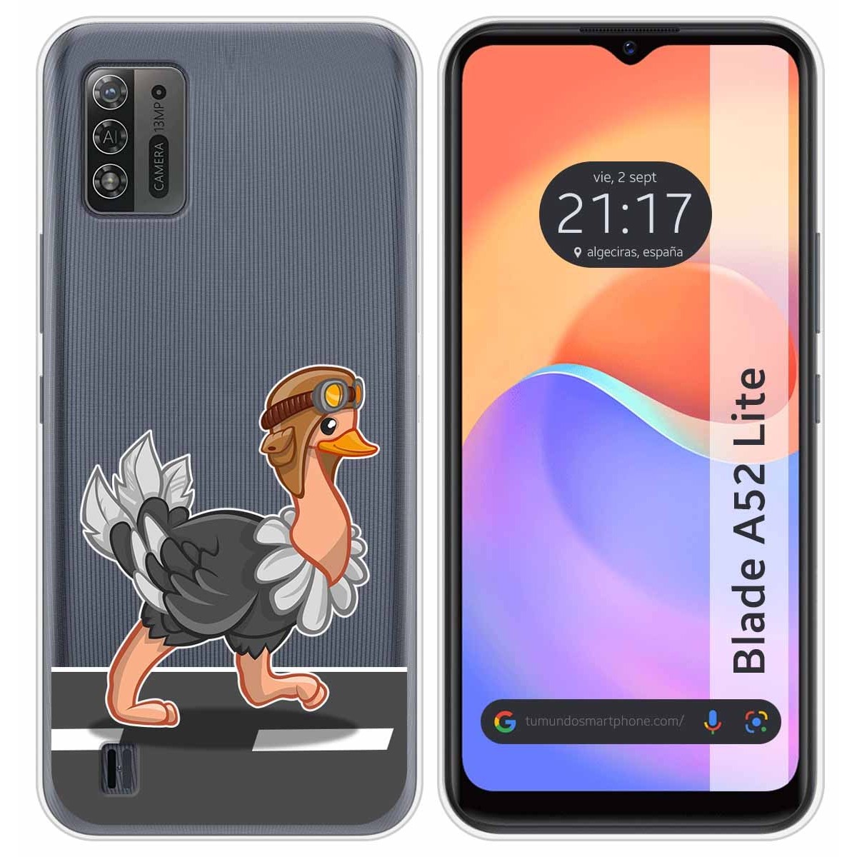 Funda Silicona Transparente para ZTE Blade A52 Lite diseño Avestruz Dibujos