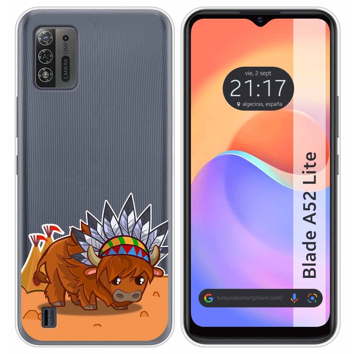 Funda Silicona Transparente para ZTE Blade A52 Lite diseño Bufalo Dibujos