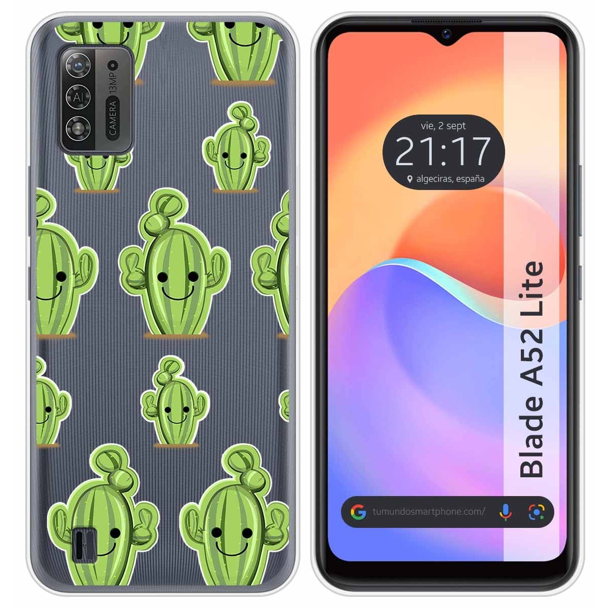 Funda Silicona Transparente para ZTE Blade A52 Lite diseño Cactus Dibujos
