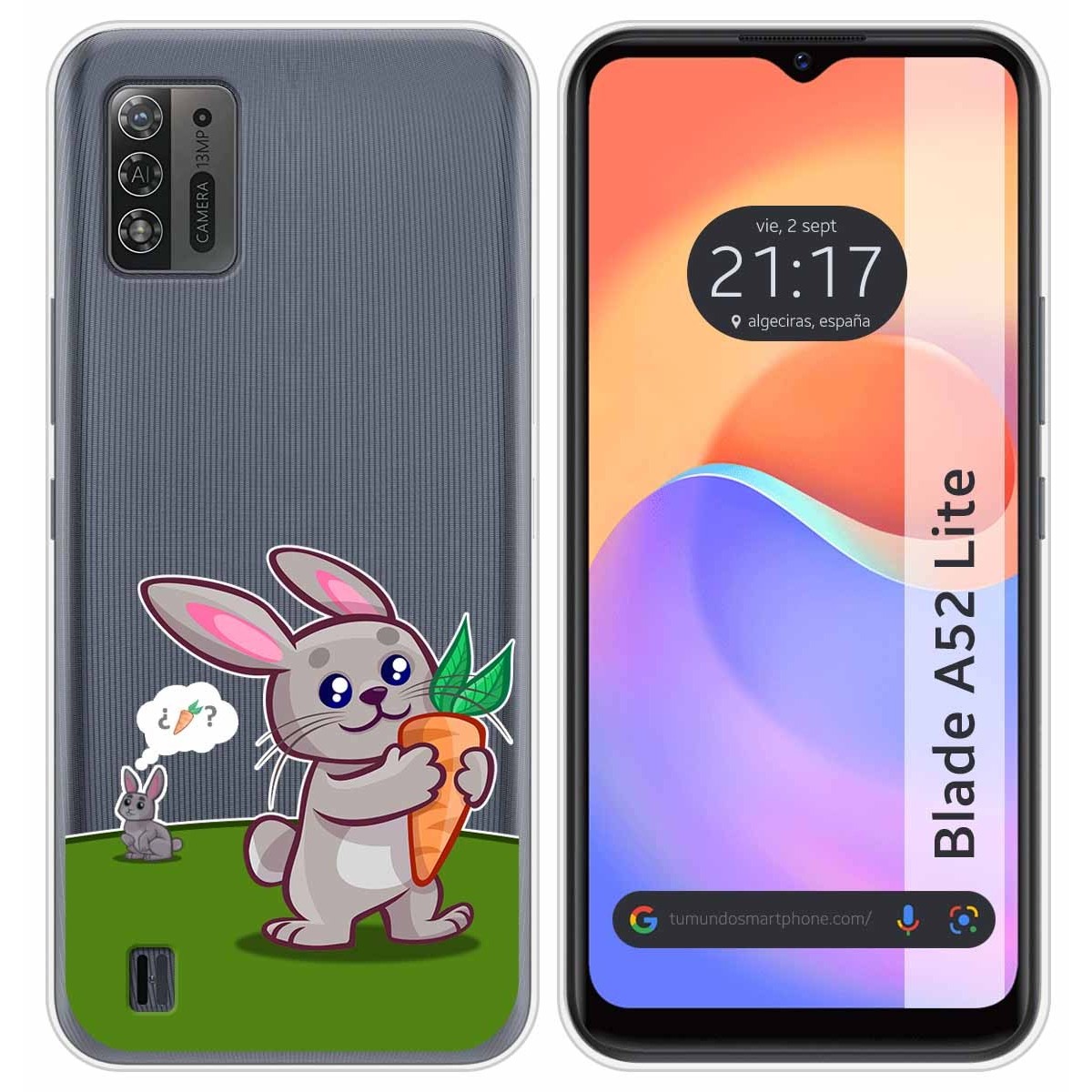 Funda Silicona Transparente para ZTE Blade A52 Lite diseño Conejo Dibujos