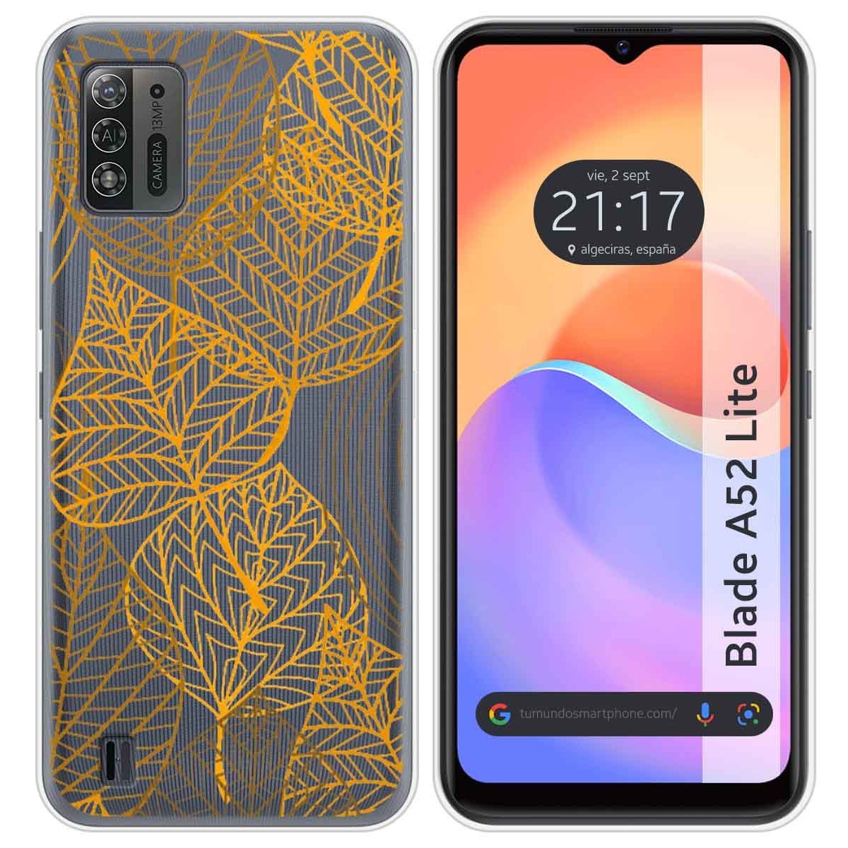 Funda Silicona Transparente para ZTE Blade A52 Lite diseño Hojas Dibujos