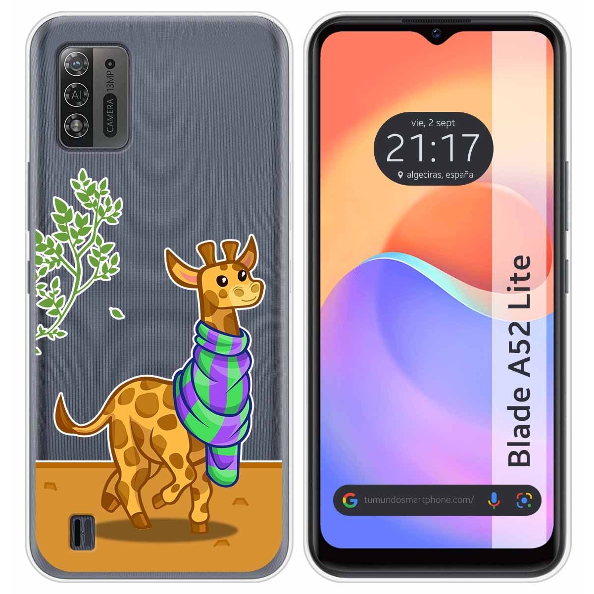 Funda Silicona Transparente para ZTE Blade A52 Lite diseño Jirafa Dibujos