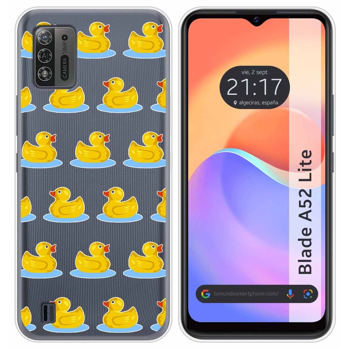 Funda Silicona Transparente para ZTE Blade A52 Lite diseño Pato Dibujos