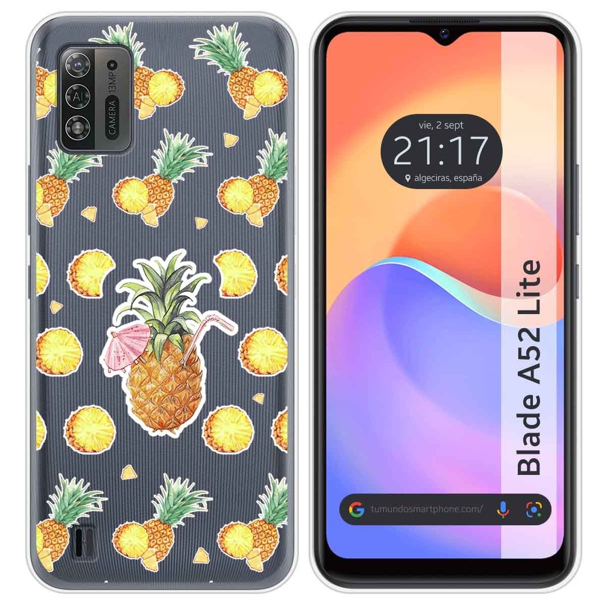 Funda Silicona Transparente para ZTE Blade A52 Lite diseño Piña Dibujos
