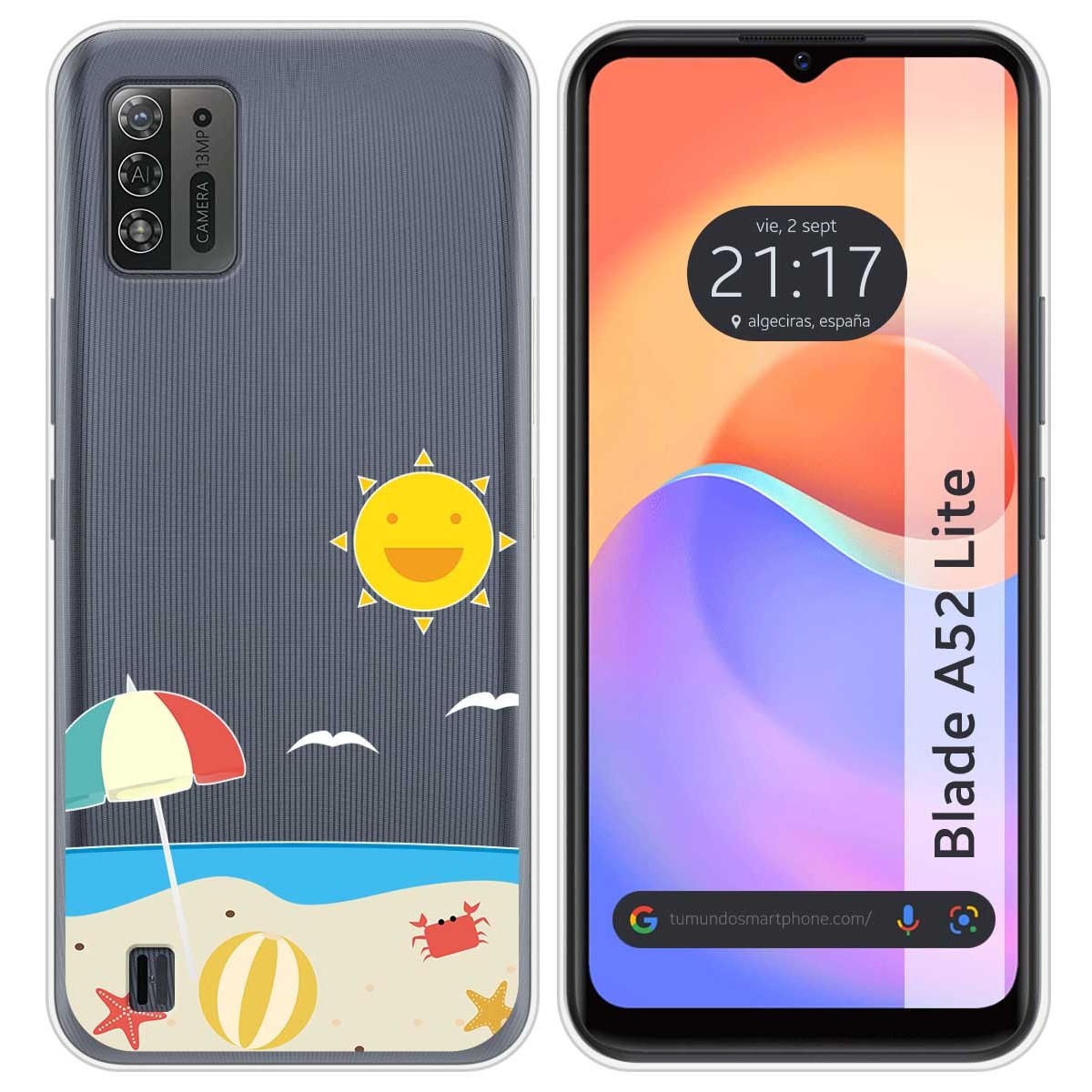 Funda Silicona Transparente para ZTE Blade A52 Lite diseño Playa Dibujos