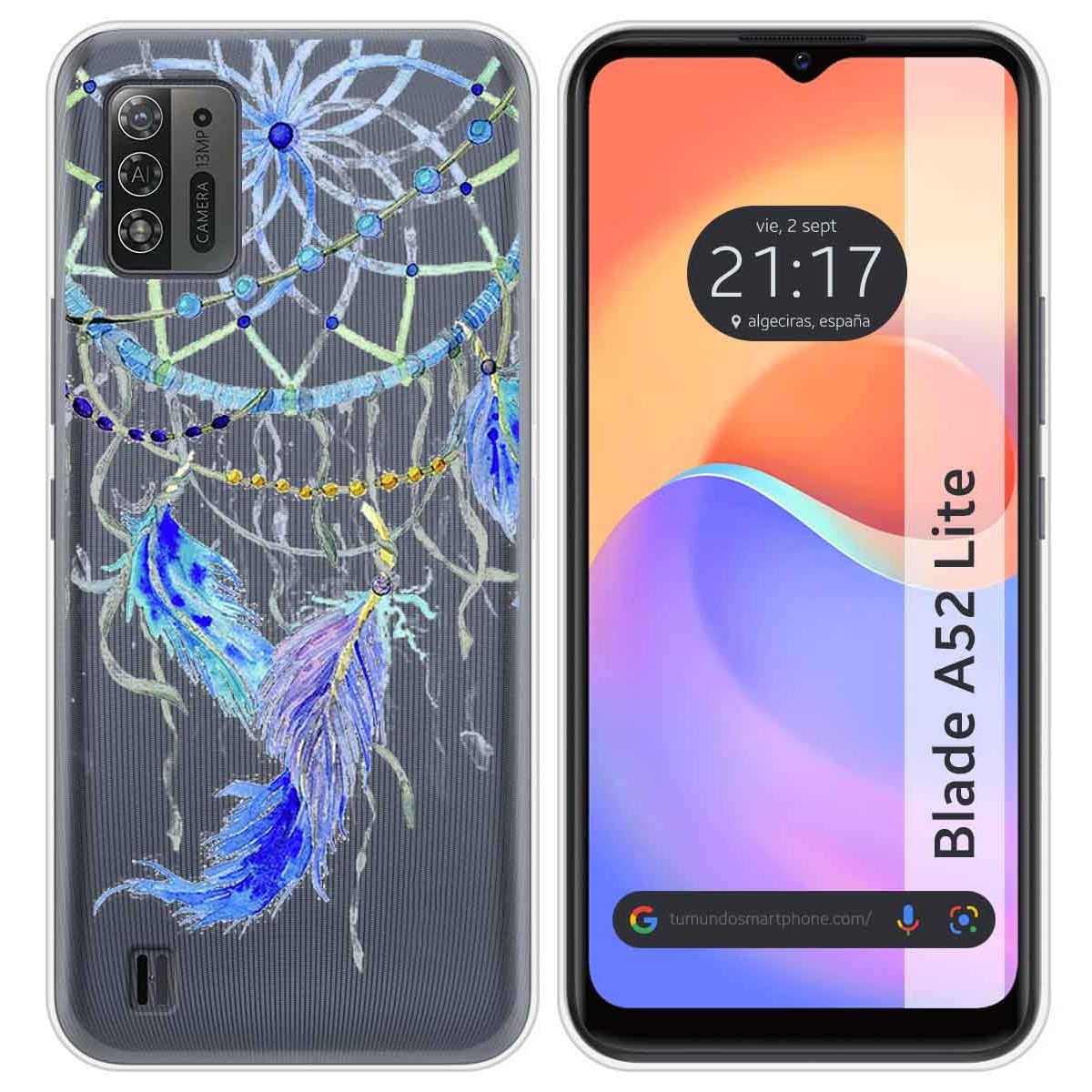 Funda Silicona Transparente para ZTE Blade A52 Lite diseño Plumas Dibujos