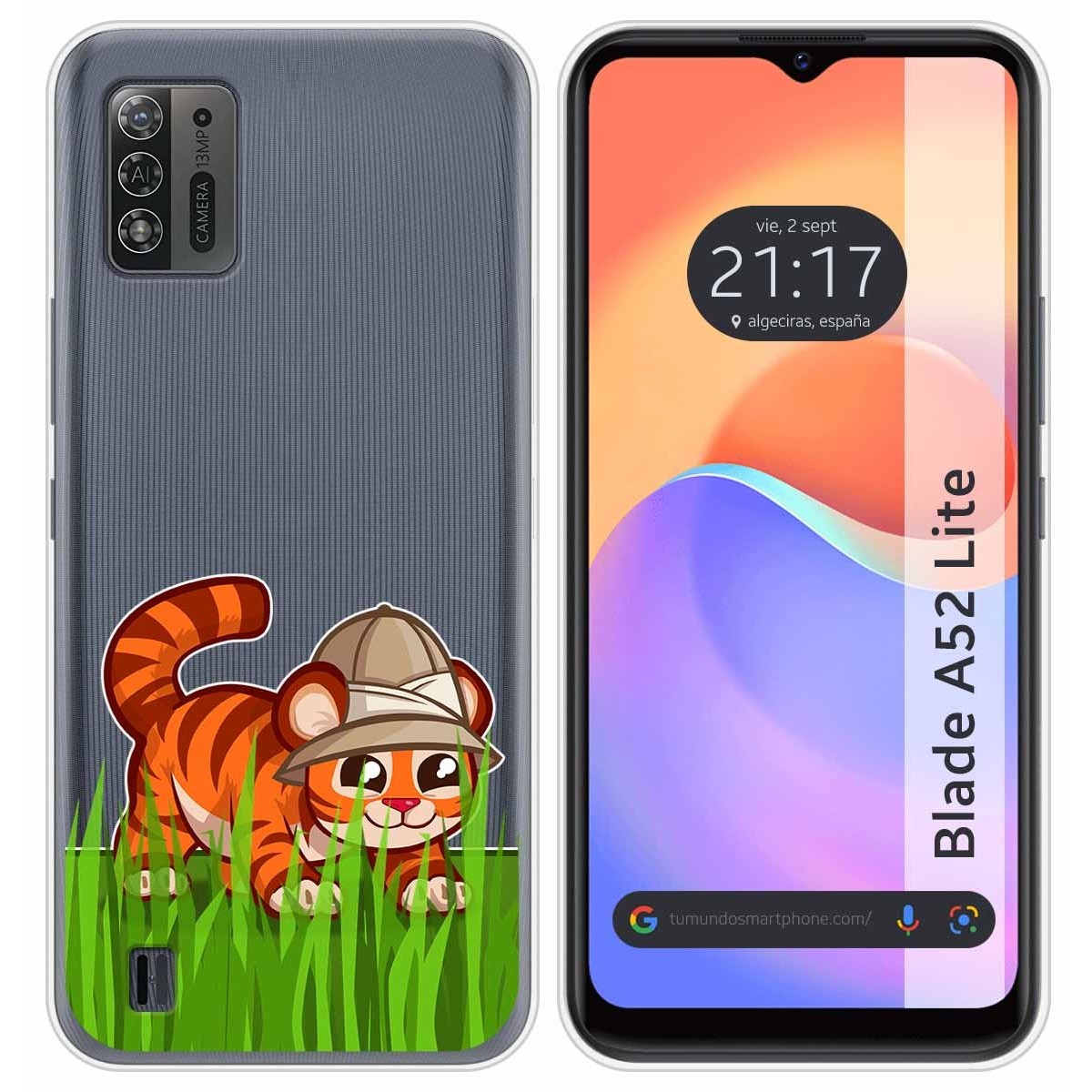 Funda Silicona Transparente para ZTE Blade A52 Lite diseño Tigre Dibujos