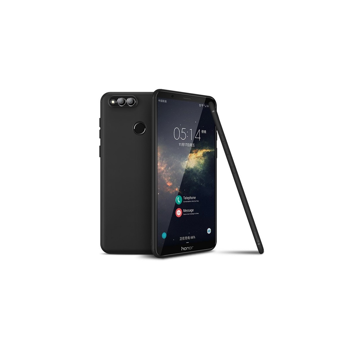 Funda Gel Tpu Tipo Mate Negra para Huawei Honor 7X