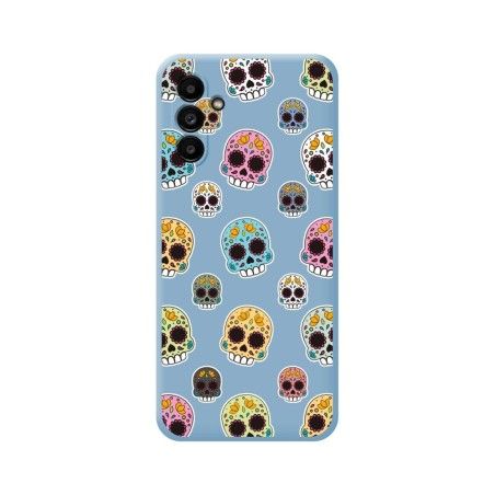 Funda Silicona Líquida Azul para Samsung Galaxy A04s diseño Catrina Dibujos