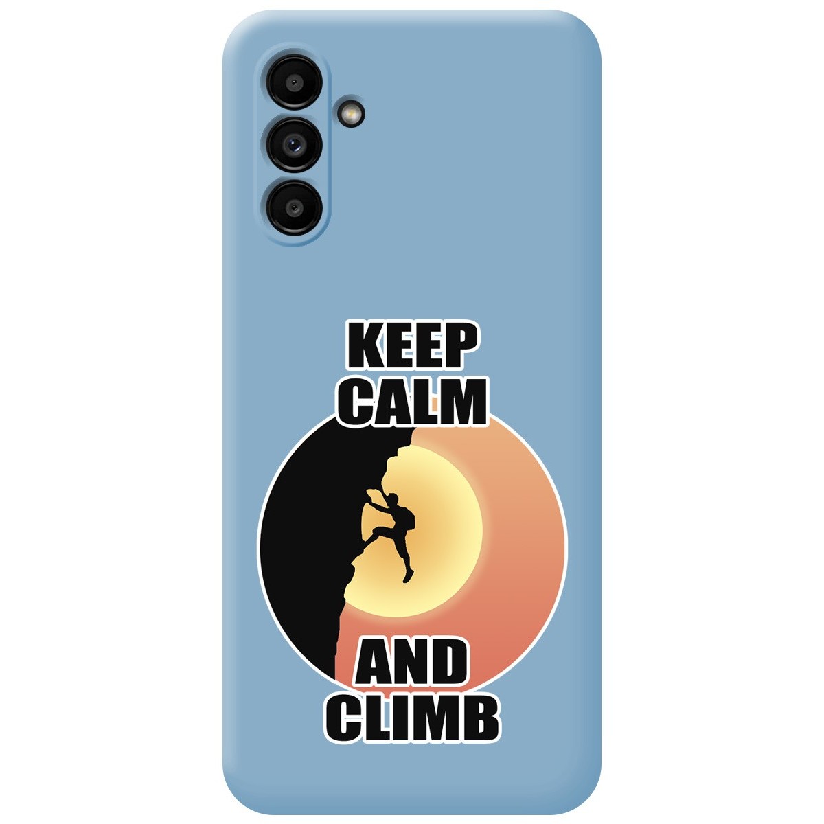 Funda Silicona Líquida Azul para Samsung Galaxy A04s diseño Hombre Escalada Dibujos