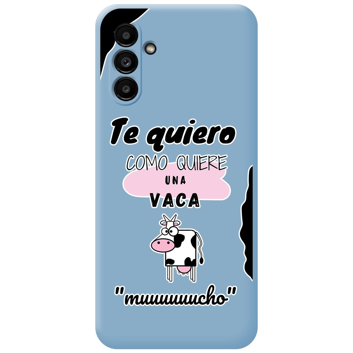 Funda Silicona Líquida Azul para Samsung Galaxy A04s diseño Vaca Dibujos