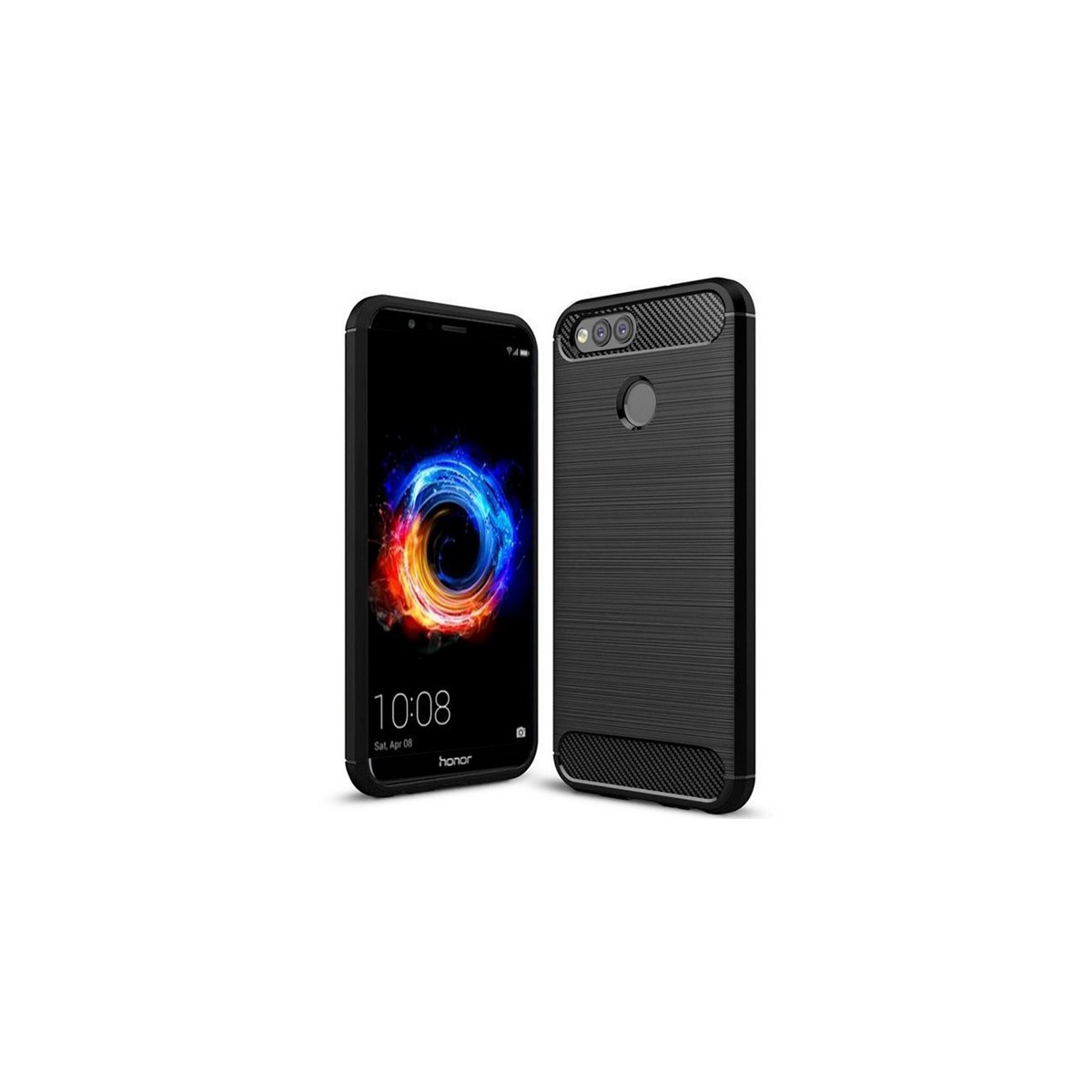 Funda Gel Tpu Tipo Carbon Negra para Huawei Honor 7X