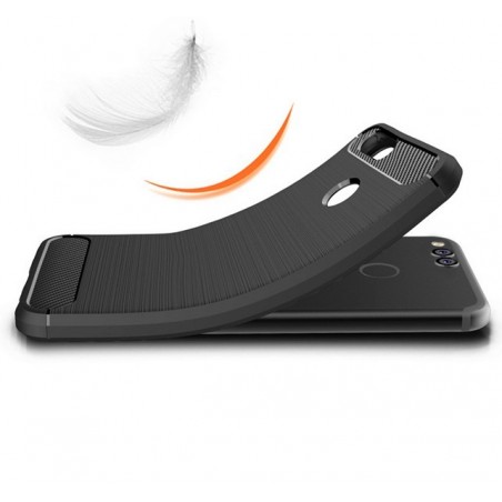 Funda Gel Tpu Tipo Carbon Negra para Huawei Honor 7X