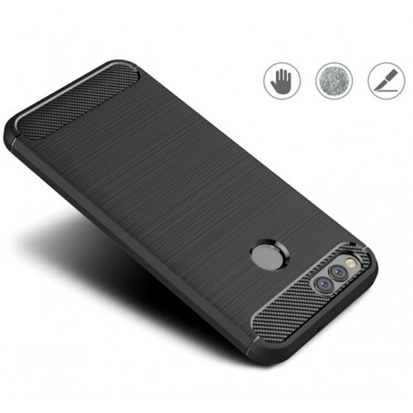 Funda Gel Tpu Tipo Carbon Negra para Huawei Honor 7X